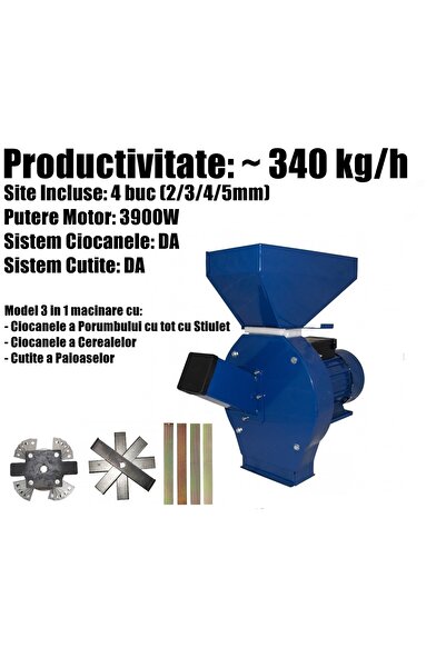 RT Moara Electrica Macinat Lucerna Paioase Cereale Uruiala Furaje 3.9kw 3in1 ...