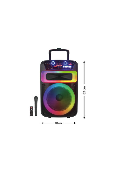 Merix PartyMaster RGB Bluetooth Hoparlör – Mikrofonlu, Kumandalı, Tekerlekli,...