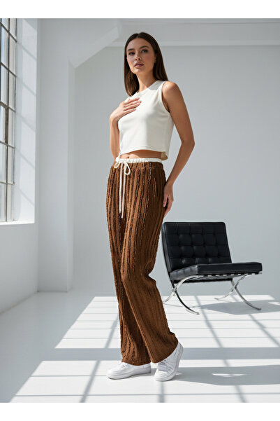 fablair Drawstring Textured High Waist Pants