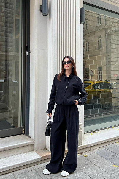 Klex طقم نسائي مكون من قميص وبنطلون بمقاس كبير - قصة مريحة، أسلوب عصري وكاجوال