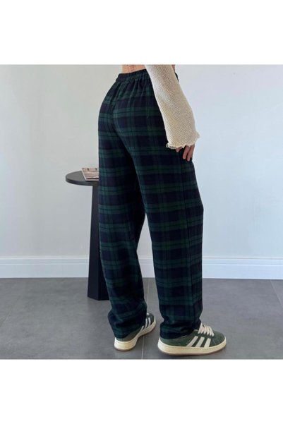 RE7EDİ Green Dark Blue Harajuku Square Pattern Unisex Sleepwear Tracksuit
