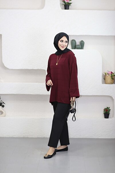 MY CİTY YASEMEN KADIN ETEK UCU BÜZGÜLÜ KOLLARI BOL KESİM İNCE TRİKO TUNİK