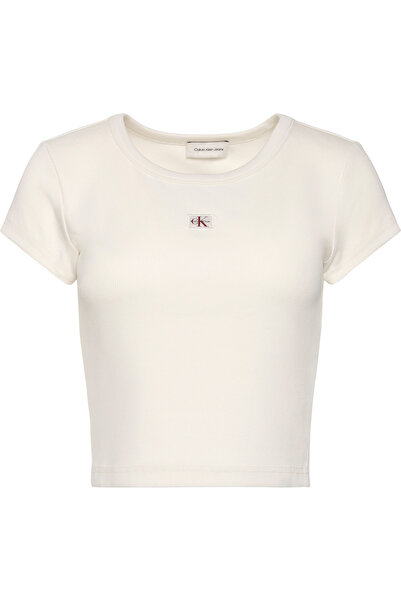 Calvin Klein Women's Woven Label 2X2 Baby Rib Baby T-Shirt