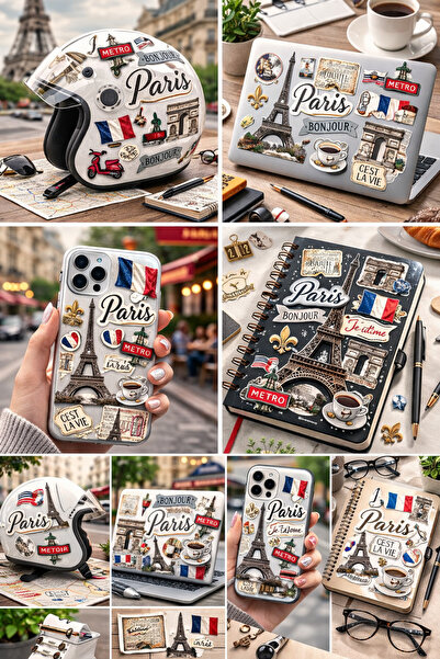 Limitless Design مجموعة ملصقات بتصميم باريس 22×30 سم – برج إيفل، بونجور، سي ل...