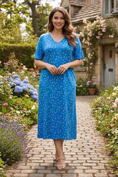 yb yağmur butik Φόρεμα από βισκόζη με σχέδιο σε σχήμα V