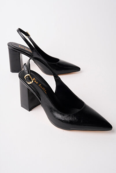 van heflin LAIME Kadın Siyah Sivri Burun Slingback 9 Cm Topuklu Klasik Ayakkabı