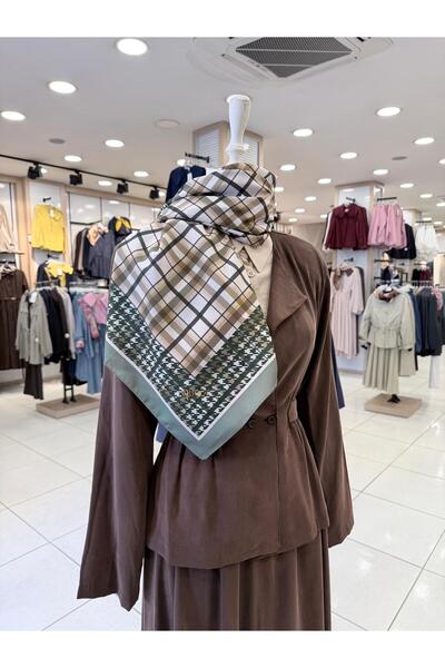 KUQOS Eșarfă în carouri Elegantă Verde Maro