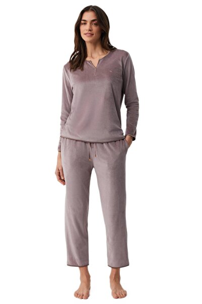 Penyemood Combed Cotton Mood Women's Plum Pajama Set 9729