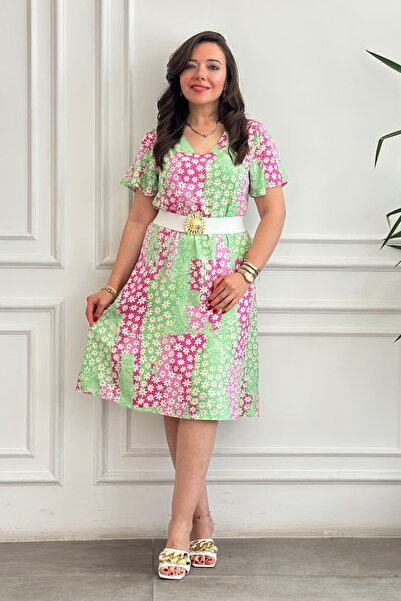 yb yağmur butik Φόρεμα από βισκόζη με μανίκια αγγέλου και σχέδιο στο λαιμό σε...