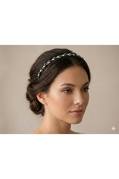 gelinmz Coroană de mireasă cu perle și pietre de cristal