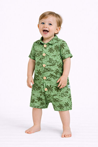 Chicsy Baby Tropical Patterned Baby Boy Summer Set Cotton Shorts Overalls