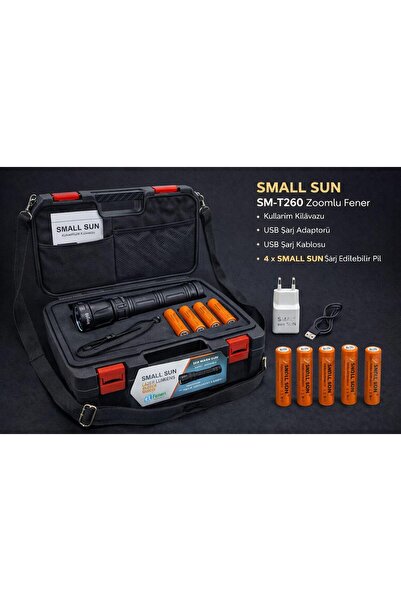 Small Sun T260 60W 6000 Lümen Profesyonel Zoomlu El Feneri Seti – Çantalı – 4...