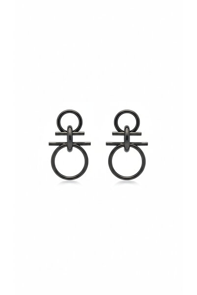 GLİTHE.CO Black Women's Steel Earrings