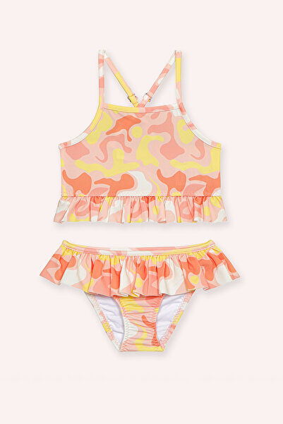 Panço Sand Mother Kız Bebek Desenli Turuncu Bikini