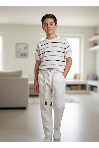 Ugly Duck Set tricotat (tricou și pantaloni) pentru vârstele 9-14 ani - Ecru