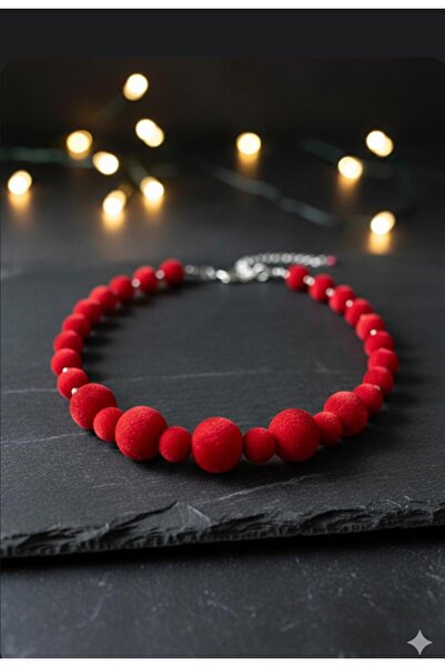 Canan Design Bohem Authentic Suede-Covered Bead Necklace Red (Very Special) D...
