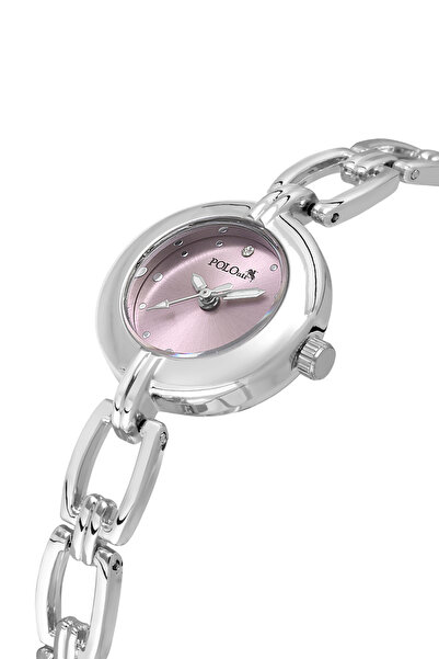Polo Air ساعة يد نسائية أنيقة بسلسلة فضية اللون وردي PL-1591B4x