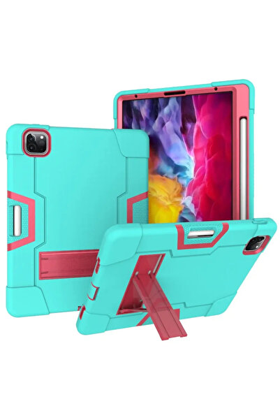 OEM Husă iPad Pro 12.9 - Armată, Silicon, Suport și Loc Stylus, Protecție 3 P...