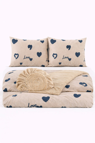 İQON طقم غطاء لحاف مع ملاءة مطاطية مقاس مزدوج Amr PtrlI -246 OTLT2