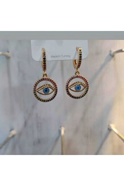 SUGÜLİNSHOP & HANDMADE JEWELRY حلق من الفولاذ المطرز بالعين الشريرة