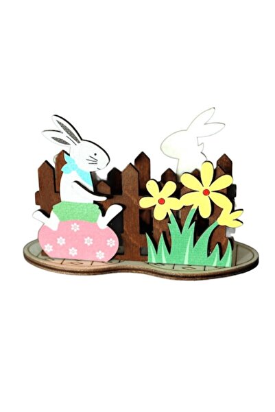OEM Wooden Napkin Holder with Bunny and Flowers - Easter Decor