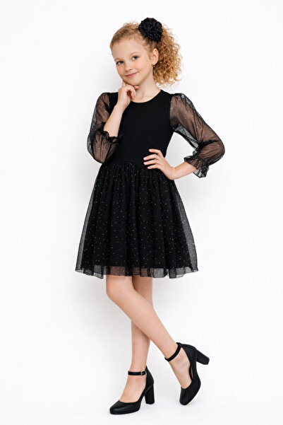 AHENGİM Rochie de seară pentru fete, cu detaliu din tul, brodată cu pietre, m...