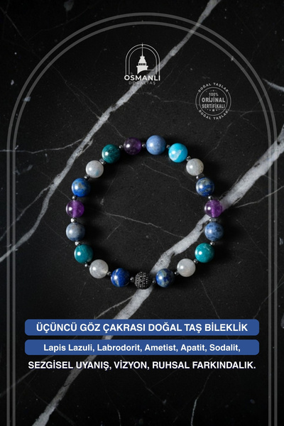 OSMANLI DOĞAL TAŞ Certified Third Eye Chakra Natural Stone Bracelet