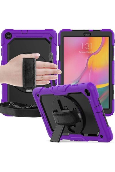 OEM Husă Samsung Galaxy Tab A8 - Protecție 3 Straturi, Suport Rotativ, Curea ...