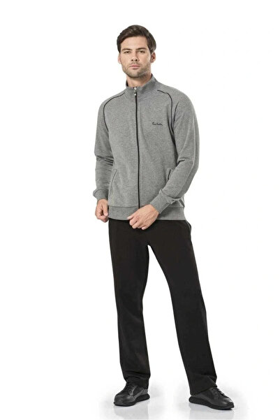 Pierre Cardin Men's Half-Zipper Boxed Comfortable Gray Tracksuit Set - Gray -...
