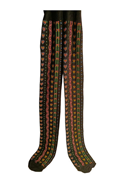 OEM Ciorapi Pantalon Fete KREBO - Model Flori si Inimioare, Negru - 128-134 c...