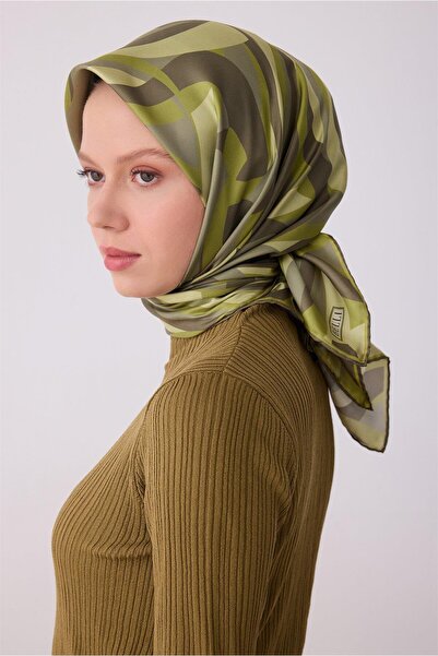 Belli Tivil Pure Silk Scarf 4327 - 86 Green Abstract Pattern