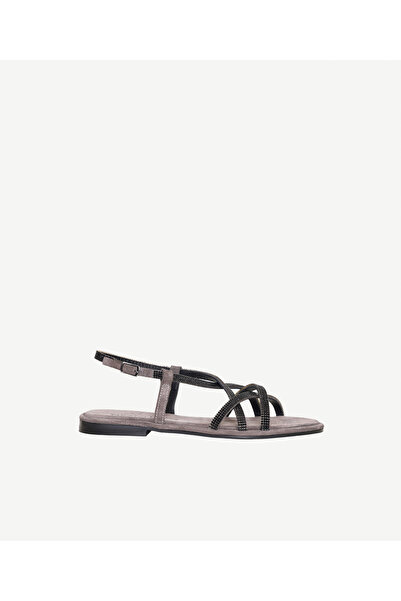 Yargıcı Leather Sandals with Bead Stripe Detail