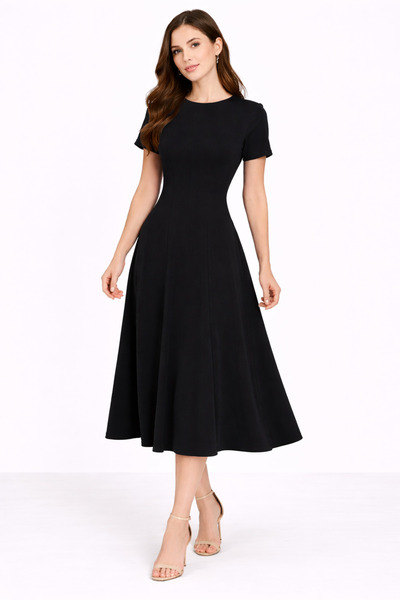 Paw Garage Women's Steel Interlock Short Sleeve Hidden Zipper Segmented Dress