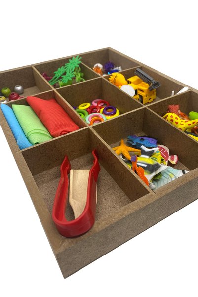 Beyaz Tavşan Oyun Evi 9-Compartment Wooden Montessori Box