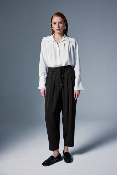 Sateen Talia Pants - Black