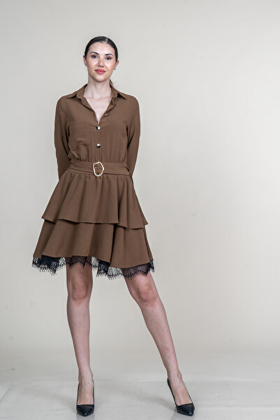 MissVina Δαντελένιο Μακρυμάνικο Κοντό Φόρεμα 50371