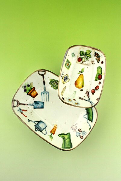 Bursa Porselen Dekor Retro Gardener 2 Size Porcelain Kayak Plate