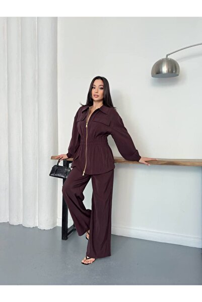 ZF BUTİK Women's Modern Zippered Jacket and Pants Set