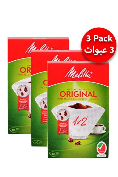 melitta Pack of 3 Original Coffee Filters 40 Pieces 1x2 (120 Filters)