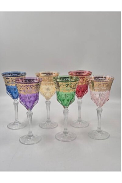 hediye Esterhomedecor Set of 6 Gold-Embellished Water Glasses