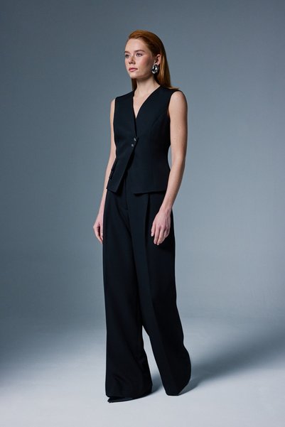 Sateen Sofia Palazzo Pants - Black