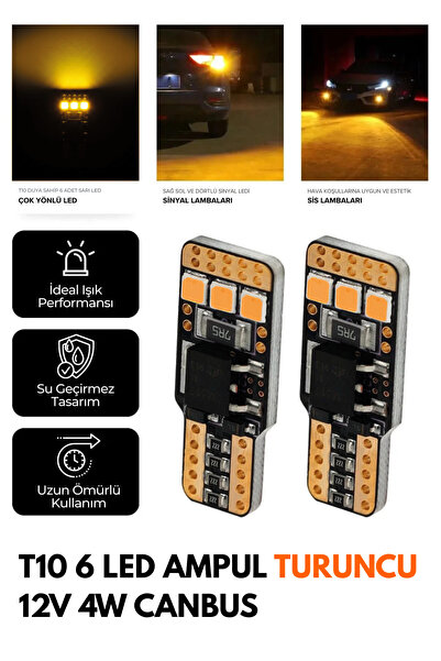 C9 Canbus T10 Park ve Plaka Ampulü 12/24V Turuncu CCS Pro Led Teknoloji