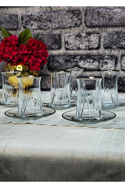 SEÇKİNEV Zoey 12 Piece Real Gilded Gold&Silver Tea Set