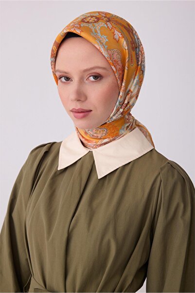 Belli Tivil Pure Silk Scarf 4304 - 81 Orange Batik Pattern