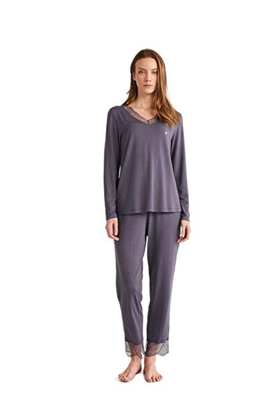 Penyemood Women's Indigo Soft Textured Pajama Set 9533