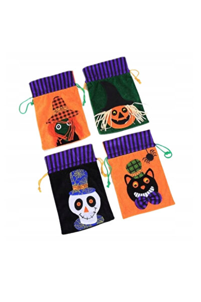 OEM Pungi Bomboane Halloween - Set 4 Bucăți, Flanel Reutilizabil - Modele Mix...