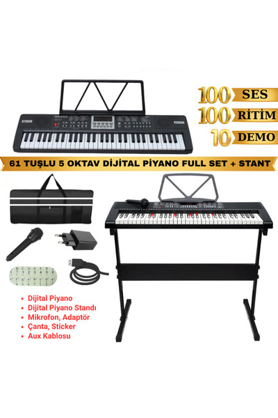 MultiZone Stantlı Piyano Org Başlangıç Klavye Çocuk 61 Tuşlu Hediye Elektroni...