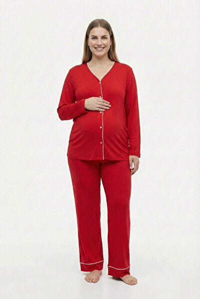 şuranur Bamboo Maternity and Maternity Dressing Gown Nightgown Ribbed Suit Lo...