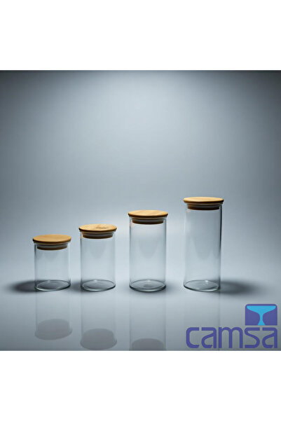 Queen’s Kitchen 4-Piece Glass Jar Set with Bamboo Lids