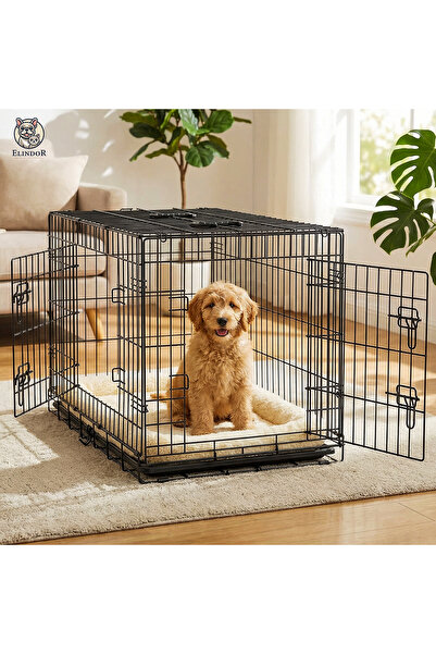 Elindor ® Foldable Pet Cage, Suitable for Medium Dogs of 12.5 Kg, Size L, 76....